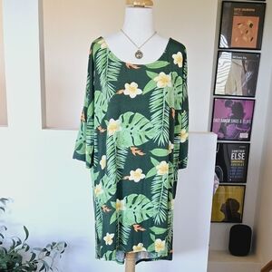 🏷️Agnes & Dora Hi Lo Tropical Print Stretchy Tunic Top Size XXXL
